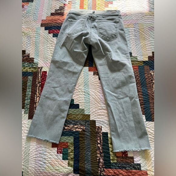 Principle Denim Innovators Optimist Teal Frayed  Straight Cropped Jeans Size 28 - Picture 2 of 8